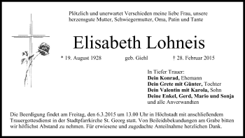 Anzeige von Elisabeth Lohneis von MGO