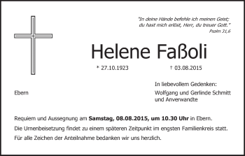 Anzeige von Helene Faßoli von MGO