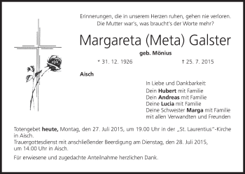Anzeige von Margareta Galster von MGO