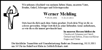 Anzeige von Werner Mehling von MGO