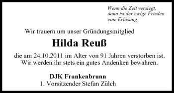 Anzeige von Hilda Reuß von MGO