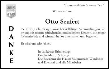 Anzeige von Otto Seufert von MGO