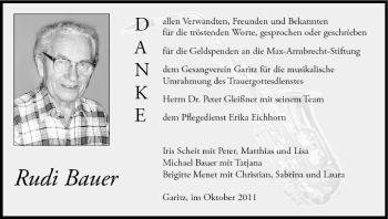 Anzeige von Rudi Bauer von MGO