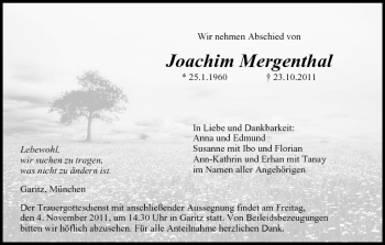 Anzeige von Joachim Mergenthal von MGO