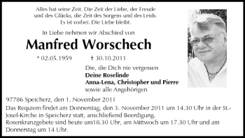 Anzeige von Manfred Worschech von MGO