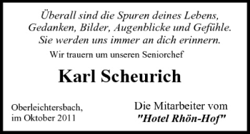 Anzeige von Karl Scheurich von MGO