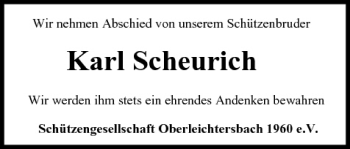 Anzeige von Karl Scheurich von MGO