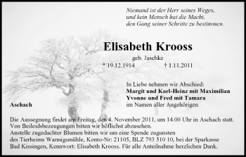 Anzeige von Elisabeth Krooss von MGO
