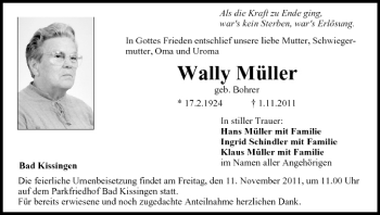 Anzeige von Wally Müller von MGO