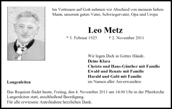Anzeige von Leo Metz von MGO