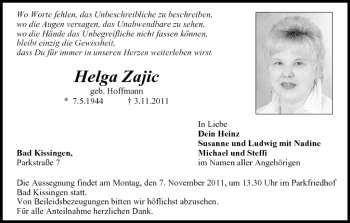 Anzeige von Helga Zajic von MGO