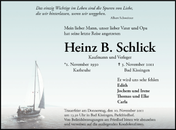 Anzeige von Heinz B. Schlick von MGO