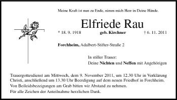 Anzeige von Elfriede Rau von MGO