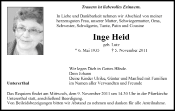 Anzeige von Inge Held von MGO