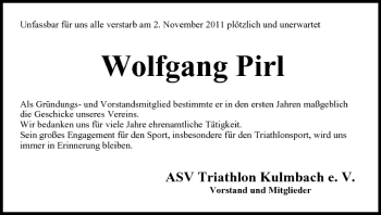 Anzeige von Wolfgang Pirl von MGO