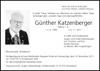 Anzeige von Gunther Katzenberger von MGO