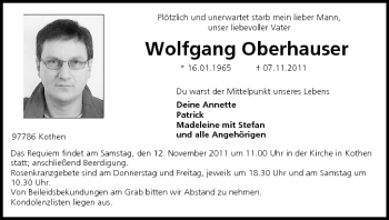 Anzeige von Wolfgang Oberhauser von MGO