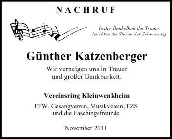 Anzeige von Günther Katzenberger von MGO