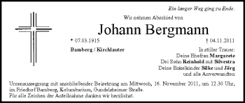 Anzeige von Johann Bergmann von MGO