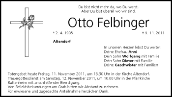 Anzeige von Otto Felbinger von MGO