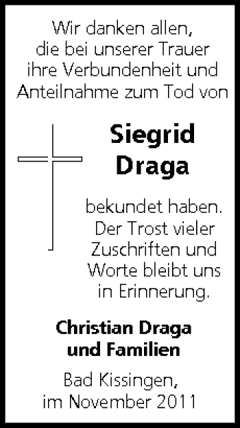 Anzeige von Siegrid Draga von MGO