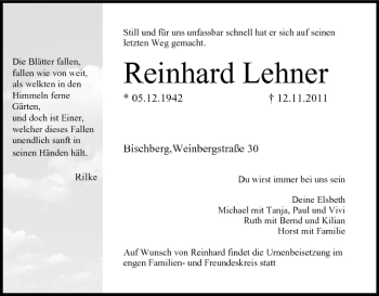 Anzeige von Reinhard Lehner von MGO