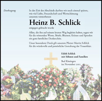 Anzeige von Heinz Schlick von MGO