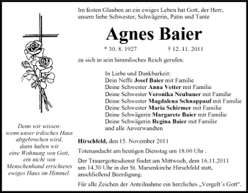 Anzeige von Agnes Baier von MGO