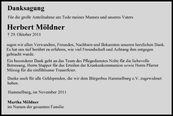 Anzeige von Herbert Möldner von MGO
