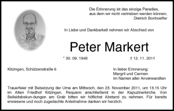 Anzeige von Peter Markert von MGO