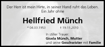 Anzeige von Hellfried Münch von MGO