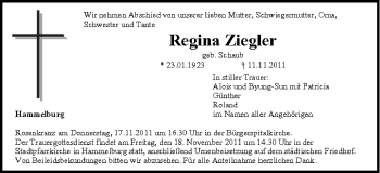 Anzeige von Regina Ziegler von MGO