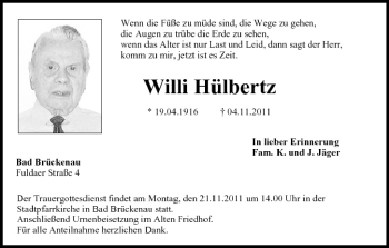Anzeige von Willi Hülbertz von MGO