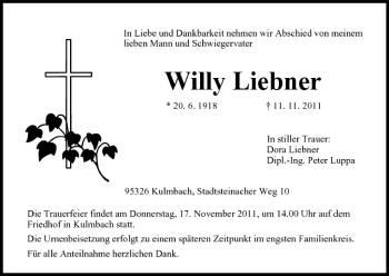 Anzeige von Willy Liebner von MGO