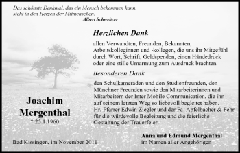 Anzeige von Joachim Mergenthal von MGO
