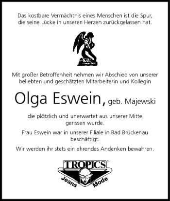 Anzeige von Olga Eswein von MGO