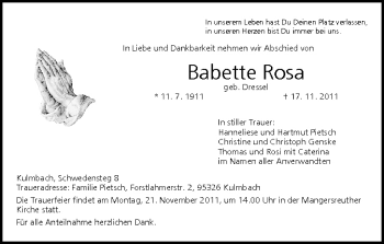 Anzeige von Babette Rosa von MGO