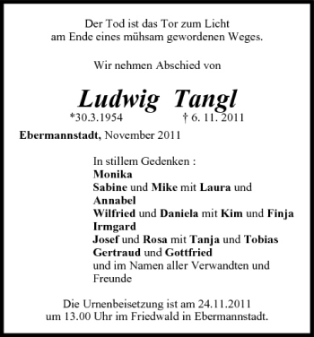 Anzeige von Ludwig Tangel von MGO