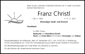 Anzeige von Franz Christl von MGO