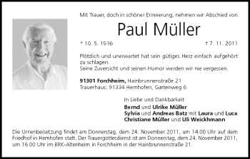 Anzeige von Paul Müller von MGO