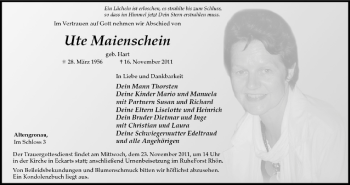 Anzeige von Ute Maienschein von MGO