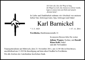 Anzeige von Karl Barnickel von MGO