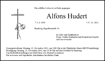 Anzeige von Alfons Hudert von MGO
