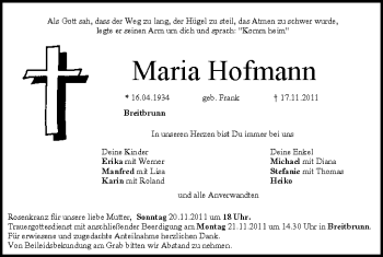 Anzeige von Maria Hofmann von MGO