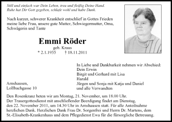 Anzeige von Emmi Röder von MGO