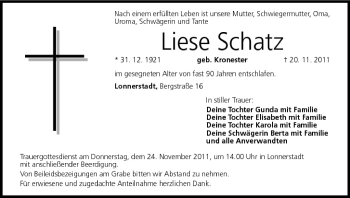 Anzeige von Liese Schatz von MGO