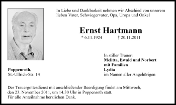 Anzeige von Ernst Hartmann von MGO
