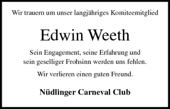Anzeige von Edwin Weeth von MGO