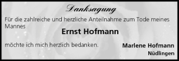 Anzeige von Ernst Hofmann von MGO
