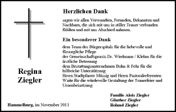 Anzeige von Regina Ziegler von MGO